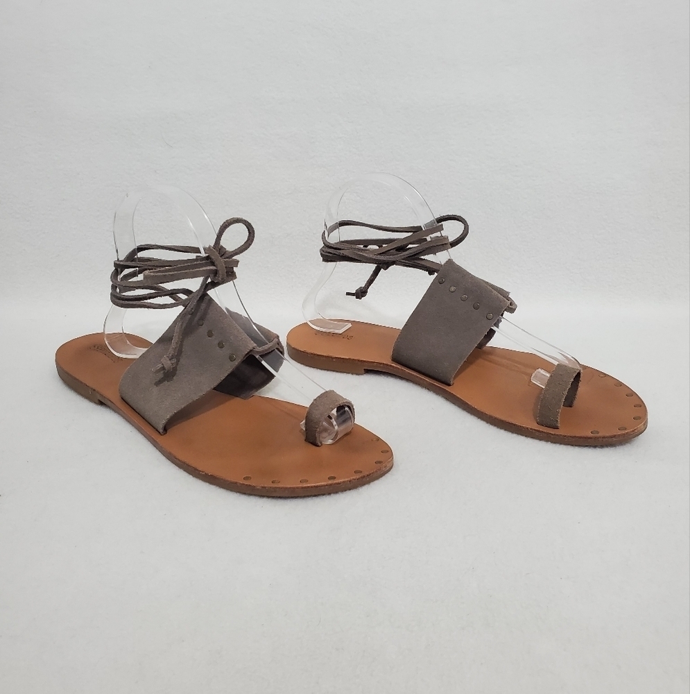 Soludos Milos Gray Suede Gladiator Sandals